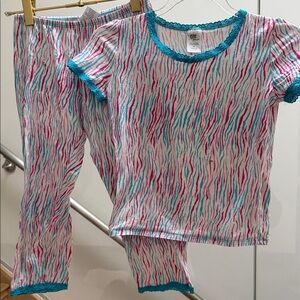Esme kids size 10 Pink and Blue Wave Pattern Pajama Set